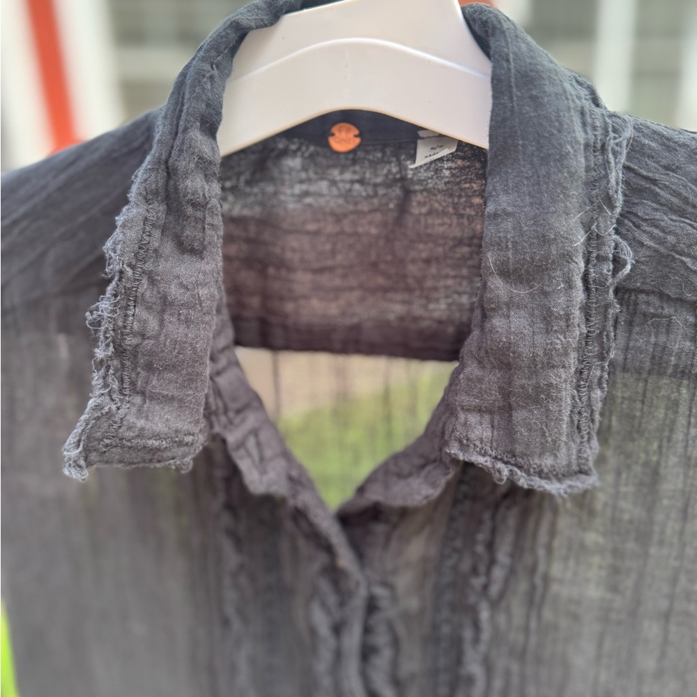 Free People One Light Distressed Button Down - Picture 4 of 14